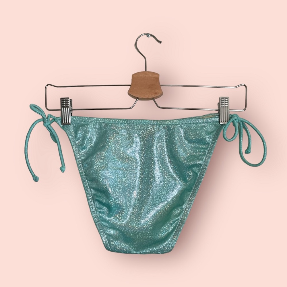 Vintage y2k no boundaries blue glitter bikini bottoms high rise small - Picture 2 of 4